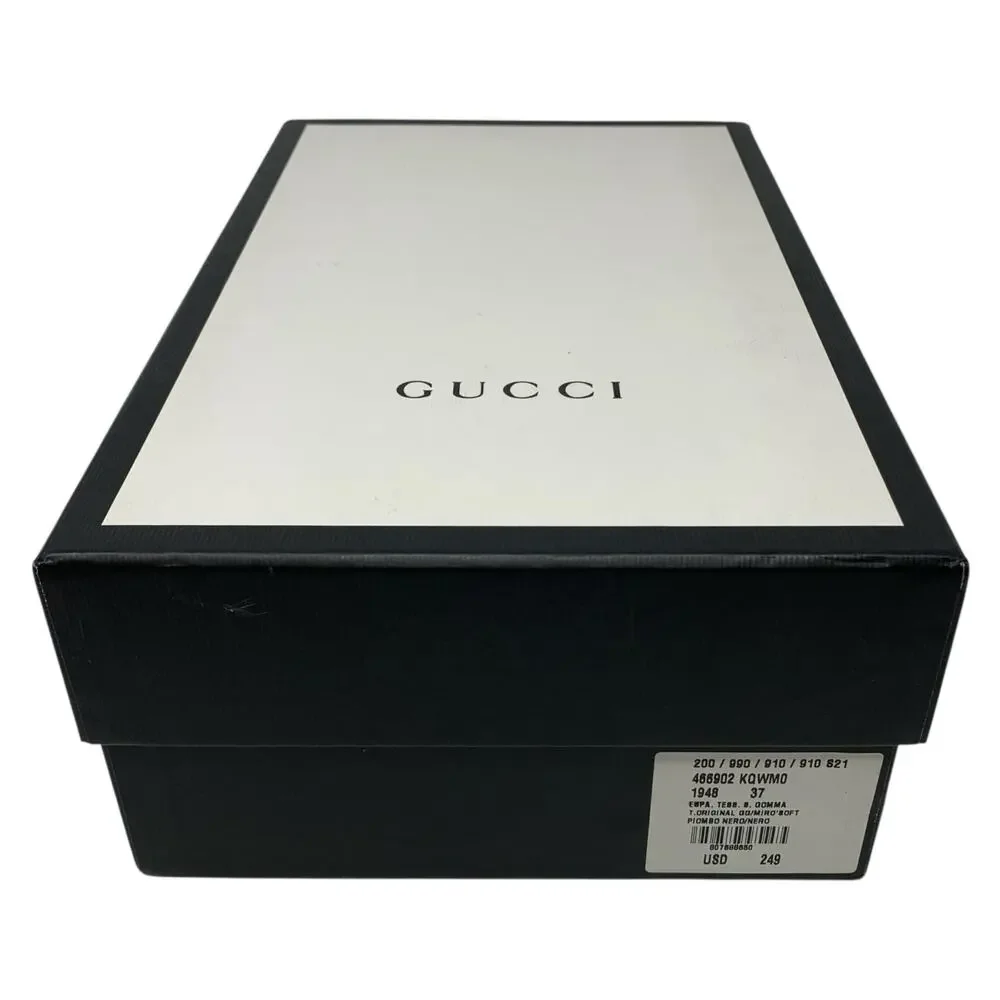 Gucci GG Supreme Monogram Canvas Espadrille Flats Black Size 37